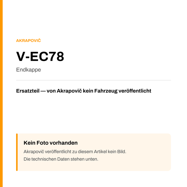 Akrapovic Endkappe V-EC78 — Platzhalter, kein Herstellerfoto verfügbar