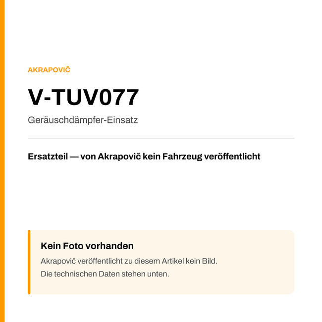 Akrapovic Geräuschdämpfer-Einsatz V-TUV077 — Platzhalter, kein Herstellerfoto verfügbar