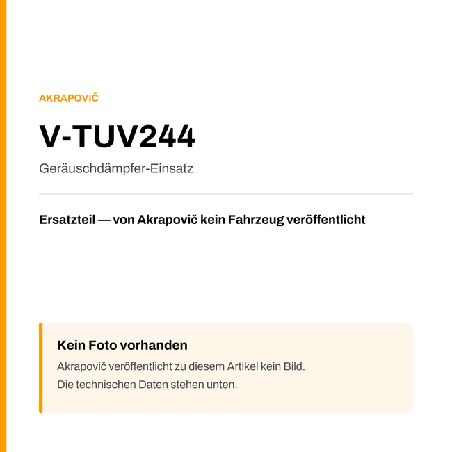 Akrapovic Geräuschdämpfer-Einsatz V-TUV244 — Platzhalter, kein Herstellerfoto verfügbar
