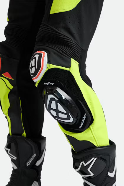 IXON Vortex 3 fato-macaco de uma peça Macacão de couro – fato de corrida perfurado | Homem | Preto/Neon Amarelo 