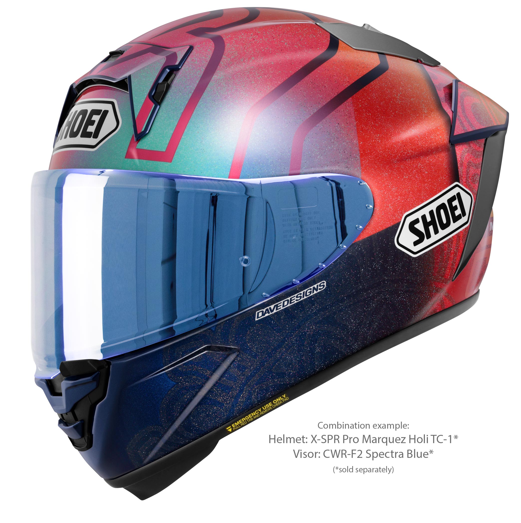 Capacete Shoei X-SPR PRO Márquez Holi TC-1 Edição Limitada - Réplica de Marc Márquez Índia 2023 