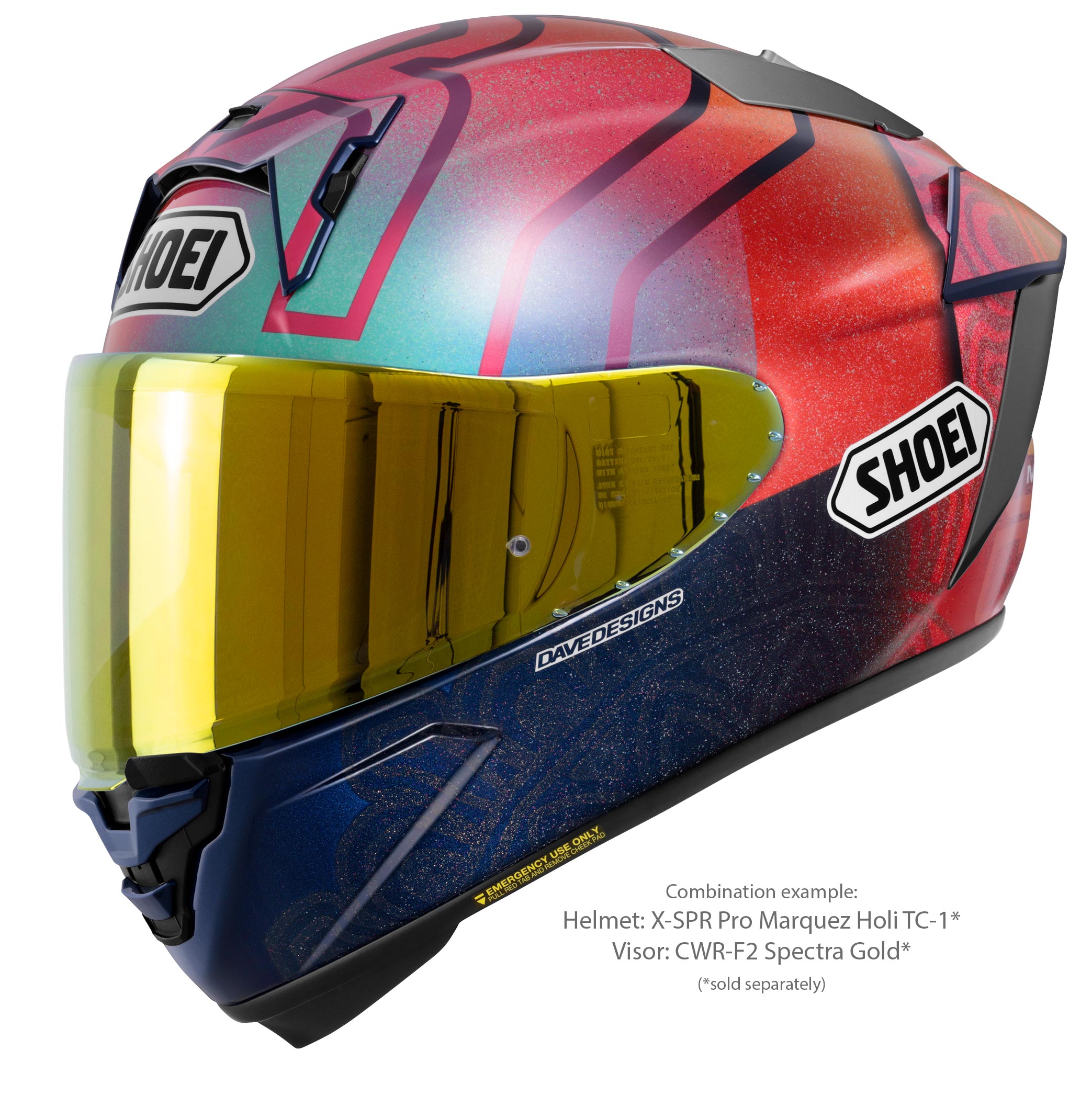 Capacete Shoei X-SPR PRO Márquez Holi TC-1 Edição Limitada - Réplica de Marc Márquez Índia 2023 