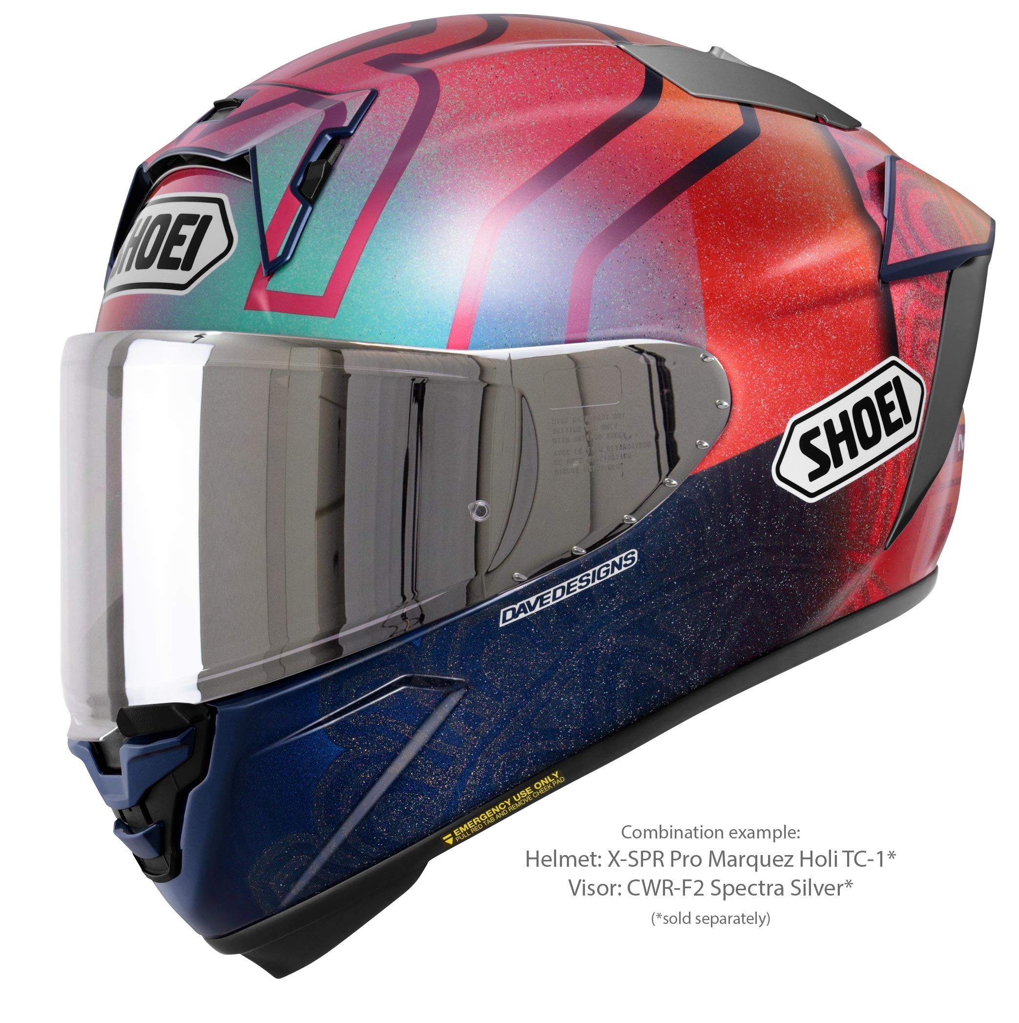 Capacete Shoei X-SPR PRO Márquez Holi TC-1 Edição Limitada - Réplica de Marc Márquez Índia 2023 