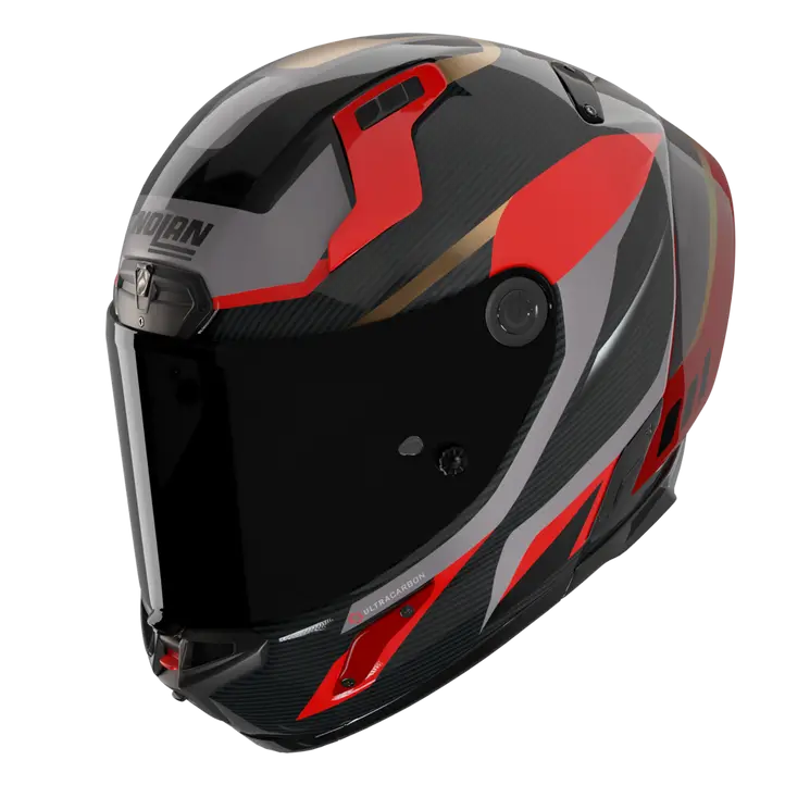 Nolan X-804 RS Capacete Ultra Carbon Lesmo Vermelho/Cinza/Dourado 362 