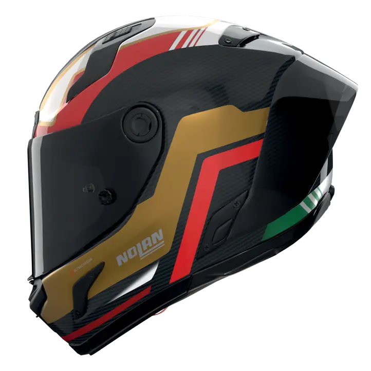 Nolan X-804 RS Capacete Ultra Carbono Piega Ouro/Vermelho/Verde 367 