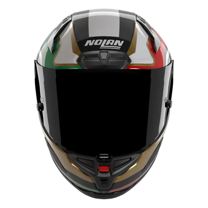 Nolan X-804 RS Capacete Ultra Carbono Piega Ouro/Vermelho/Verde 367 
