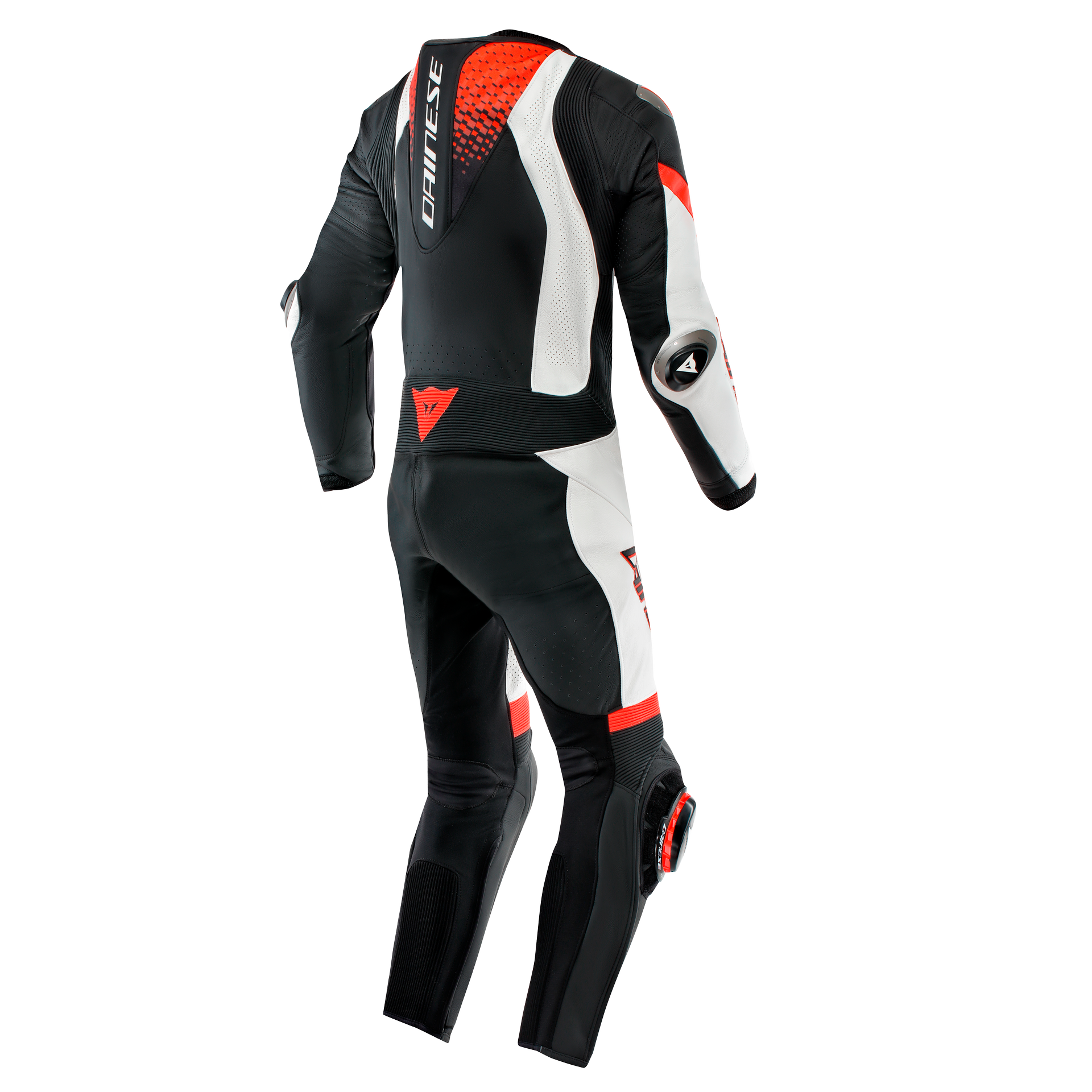 Dainese Laguna Seca 6 Macacão de Couro Integral – Macacão de Corrida Perfurado | Homens | Branco/Vermelho 