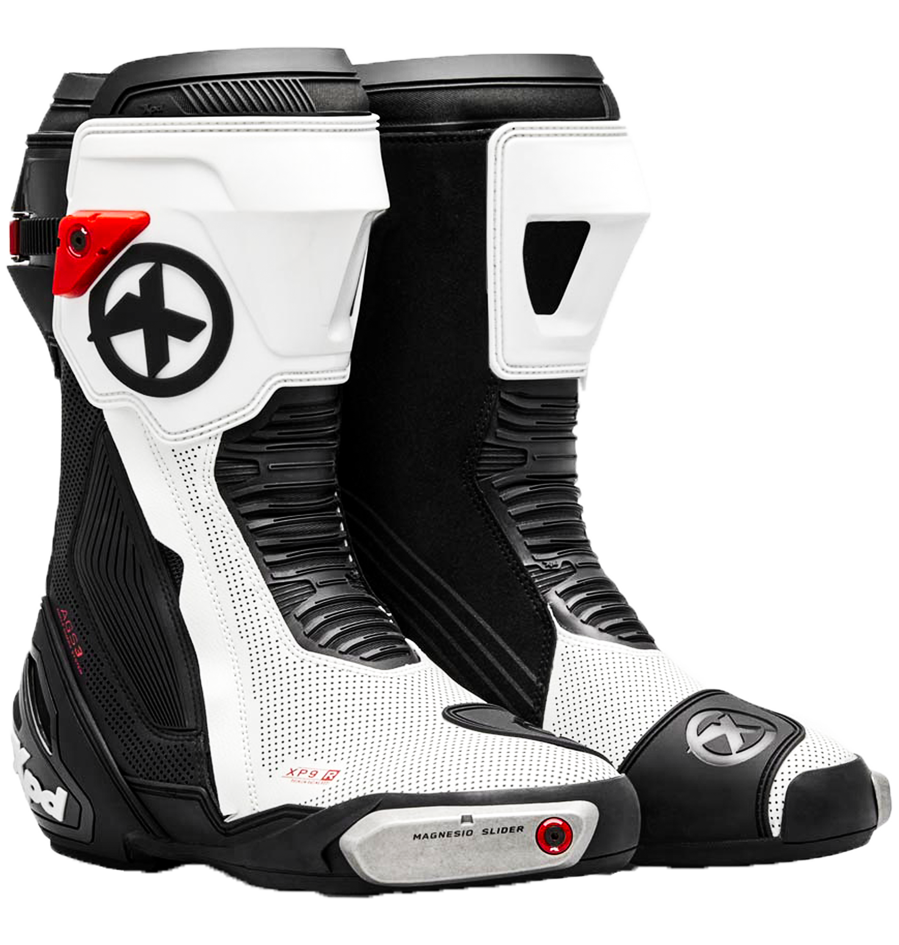 XPD XP9-R AIR bota de corrida e estrada perfurada para moto | Masculino | Branco/Preto 