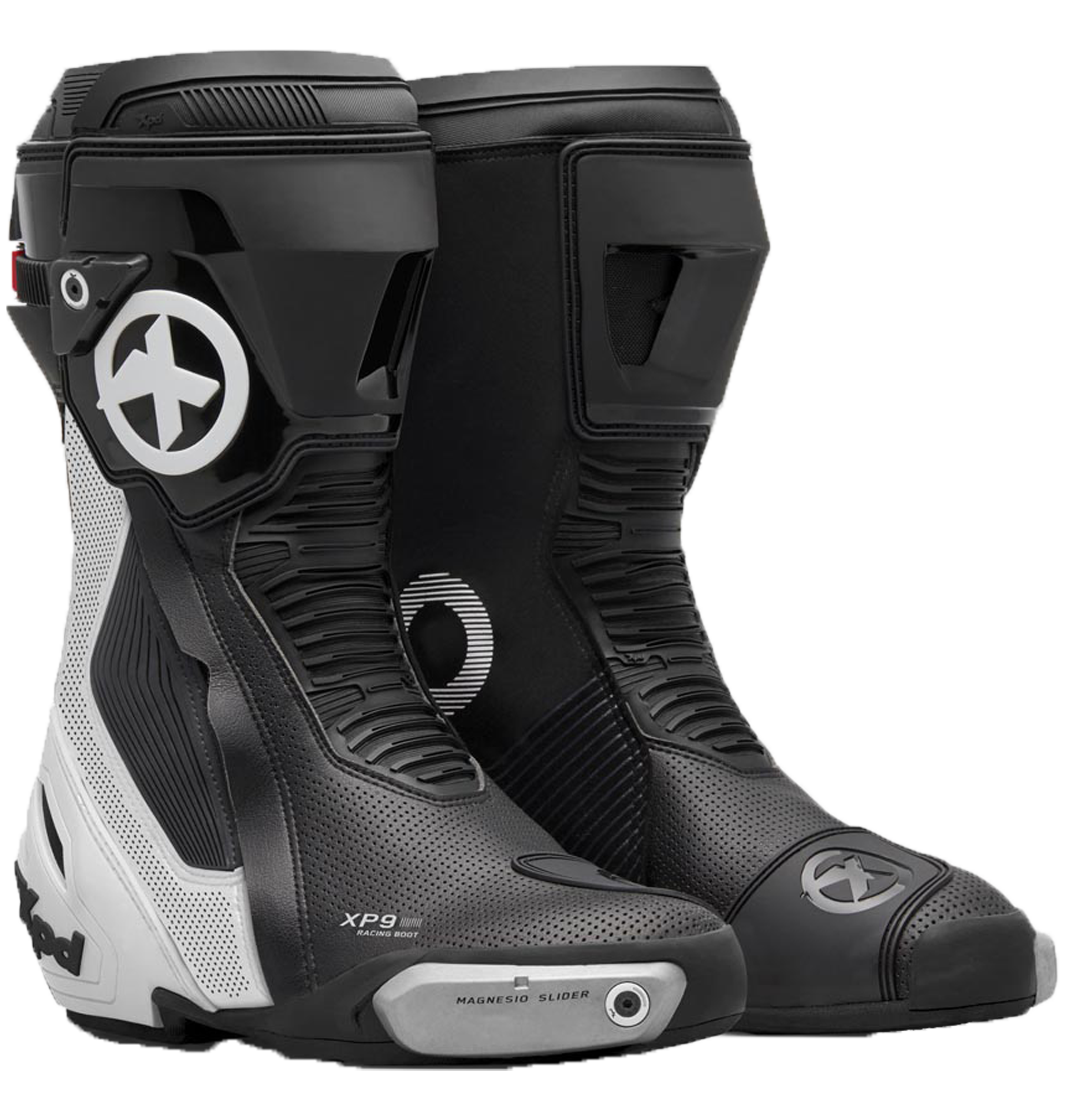 Botas de moto de corrida e estrada XPD XP9-S AIR perfuradas | Masculino | Branco/Preto 