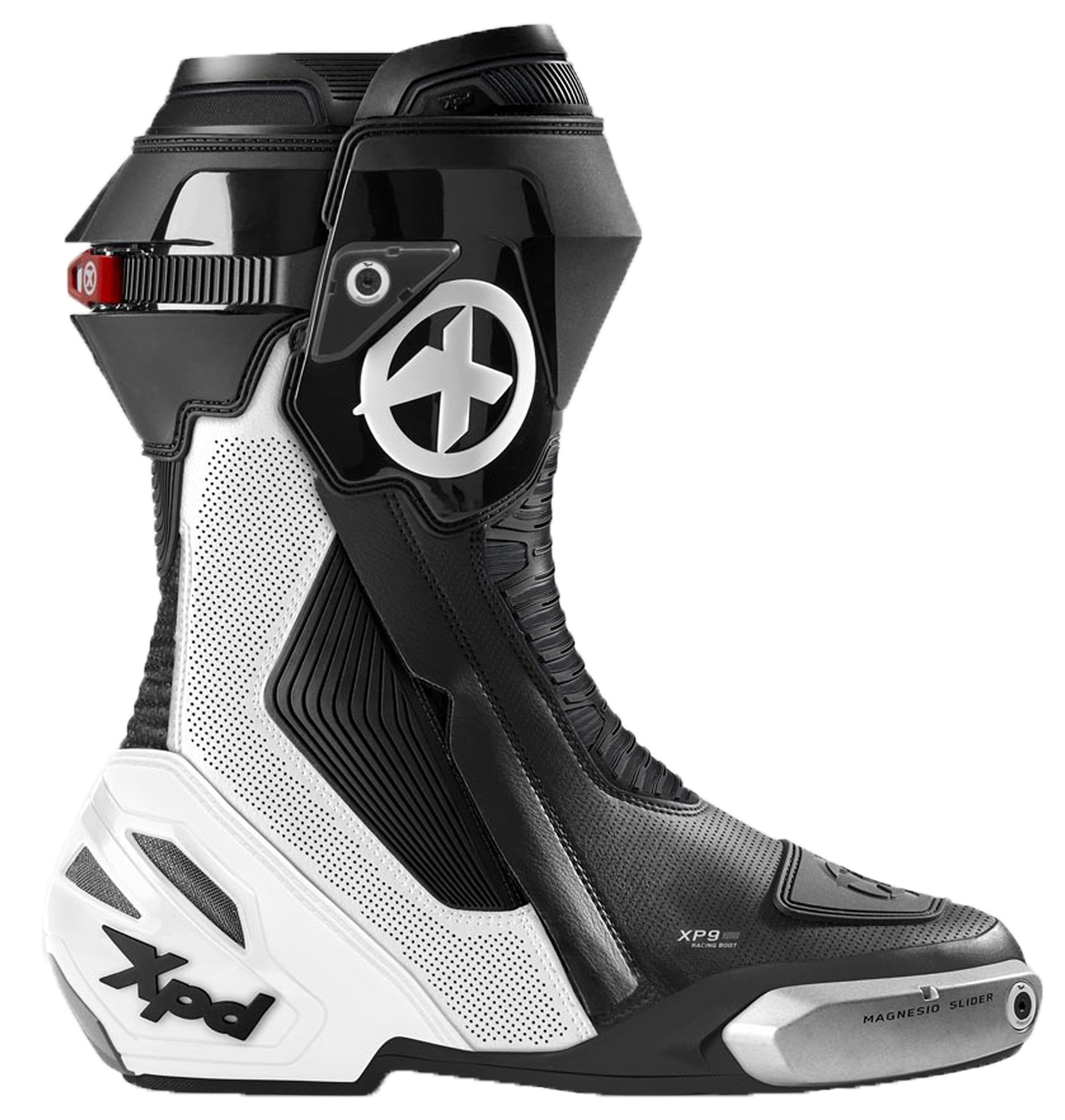 Botas de moto de corrida e estrada XPD XP9-S AIR perfuradas | Masculino | Branco/Preto 