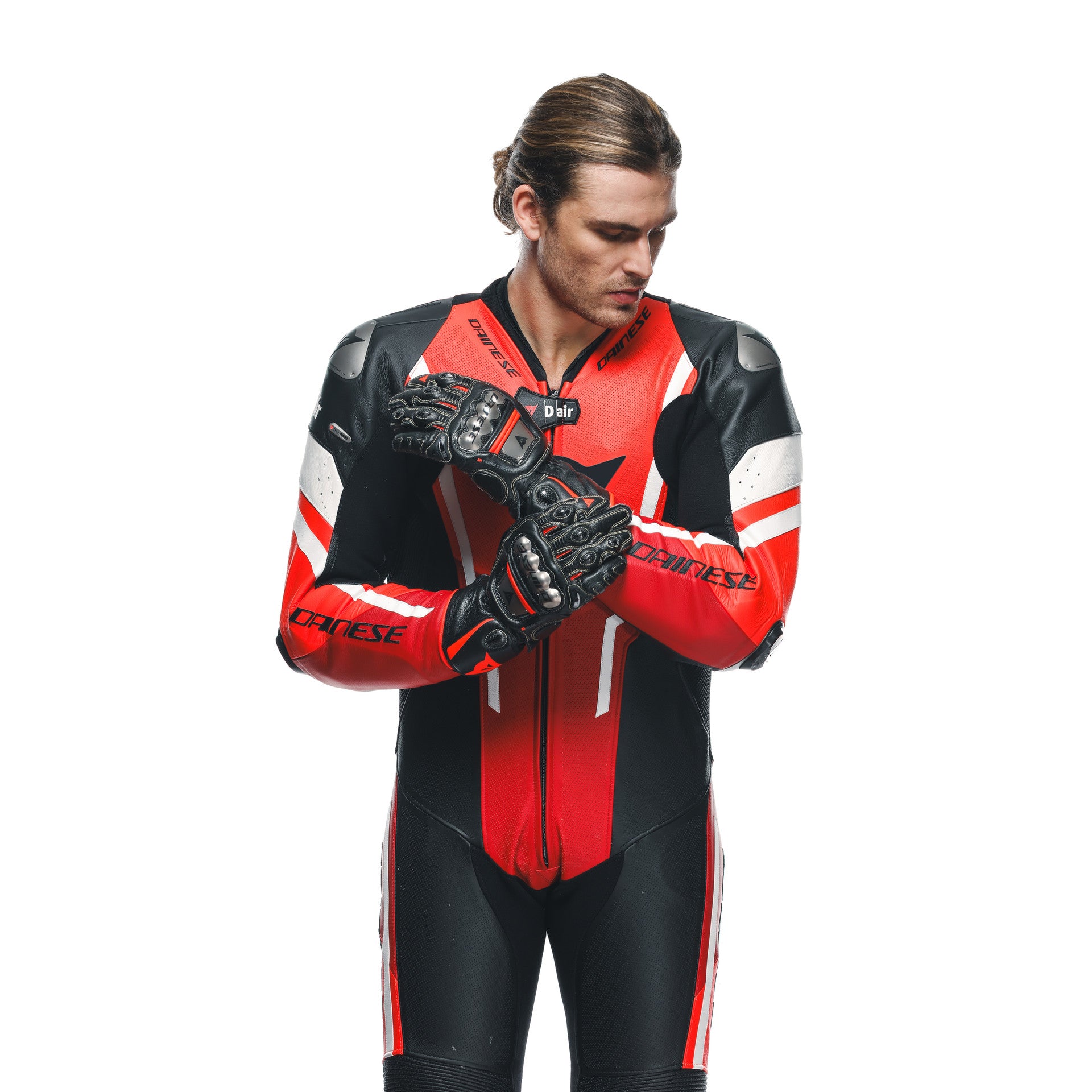 Dainese Misano 3 D-AIR® Macacão de Couro – Macacão de Corrida com Airbag Perfurado | Masculino | Vermelho 