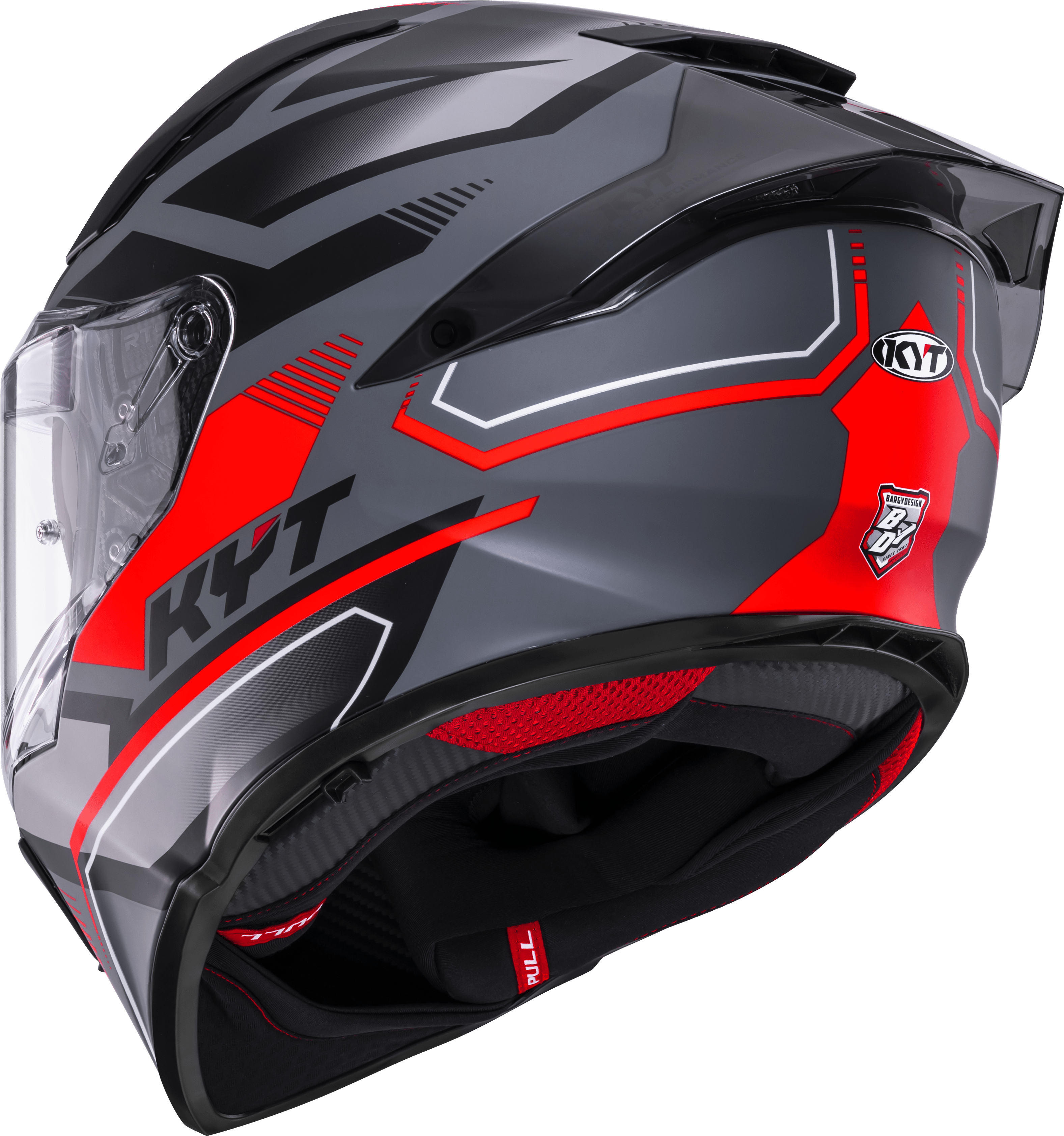 KYT R2R Capacete Parsec Matt Cinza / Vermelho Y6R20023 