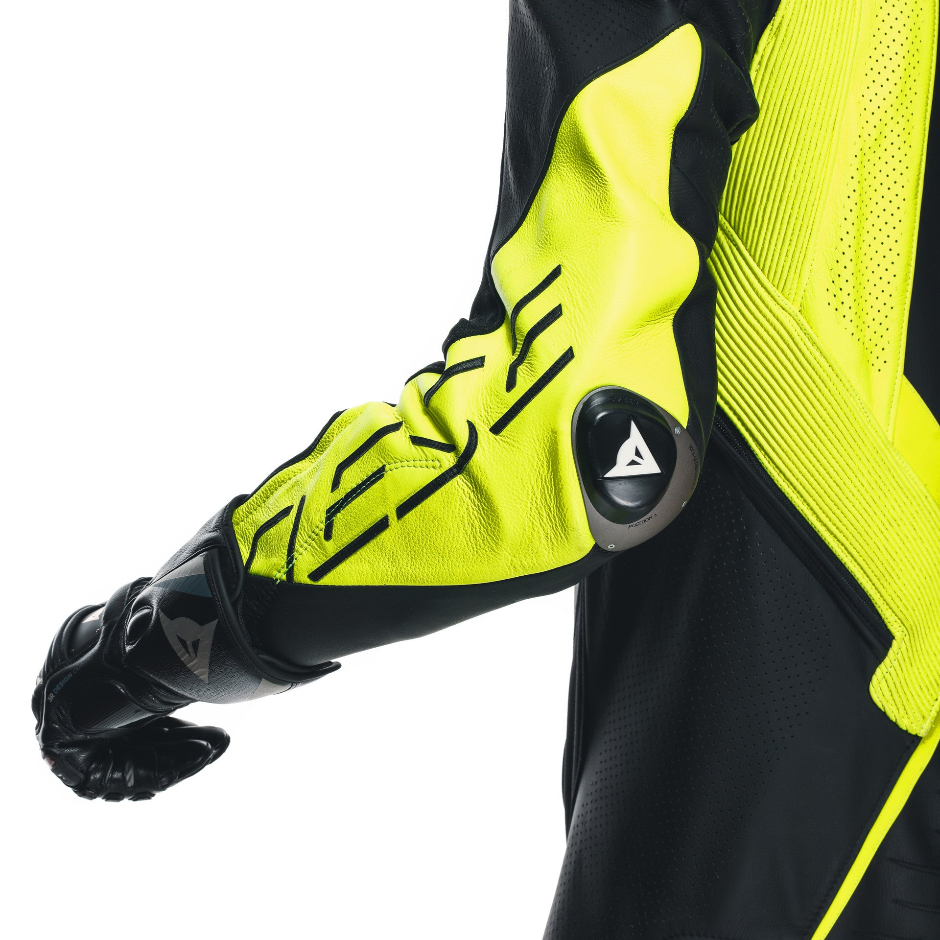 Dainese Audax D-ZIP fato de couro de uma peça – fato de corrida perfurado | Homens | Preto/Amarelo Neon 
