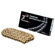 Corrente EK 525 SPR/3D Ouro/Ouro NX-Ring aberta com fecho de rebite – 110 - 120 elos 