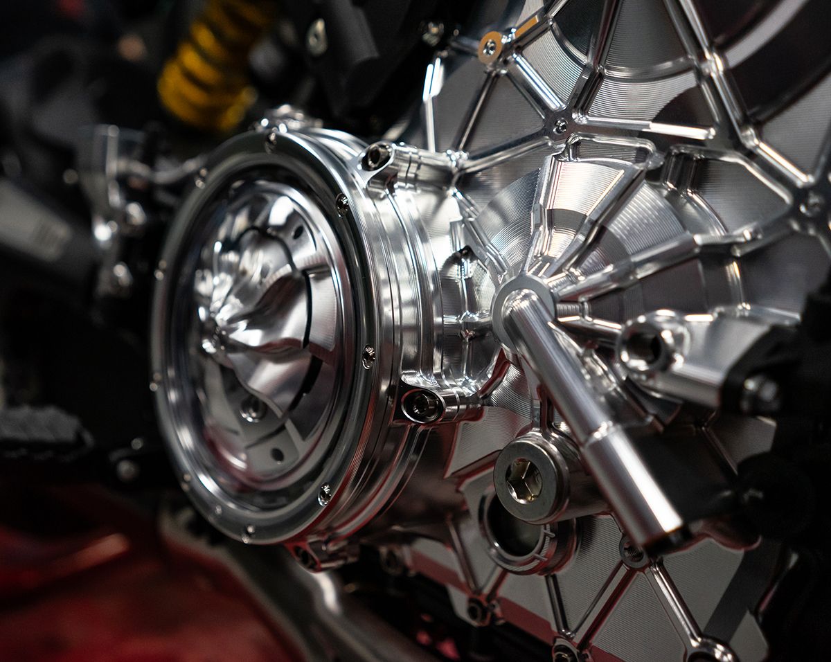 Carcaça de motor em alumínio direita com parafusos de titânio Motocorse Ducati Panigale V4/S/R (18-24) 