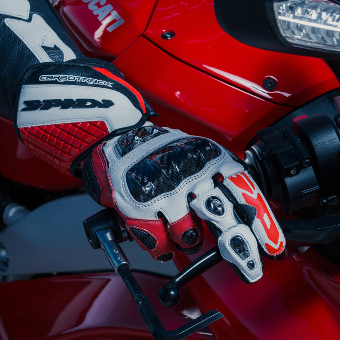 Spidi Carbo Track Evo Luvas de Couro para Motociclismo | Homens | Vermelho | A203014 