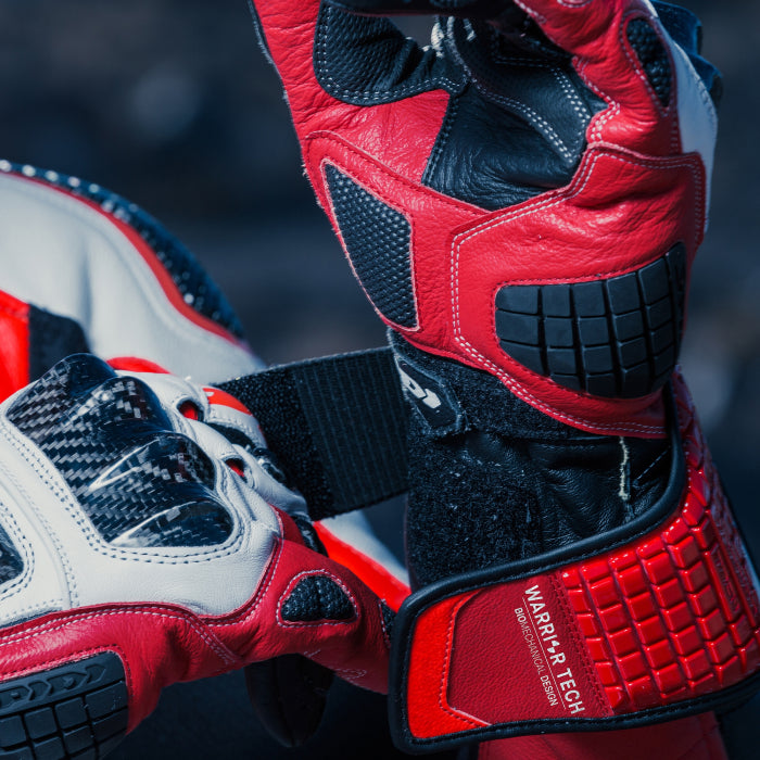 Spidi Carbo Track Evo Luvas de Couro para Motociclismo | Homens | Vermelho | A203014 