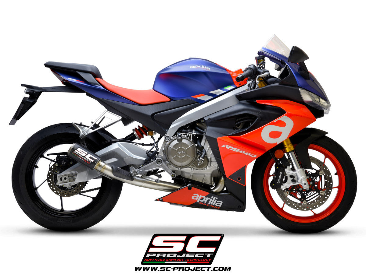 Sistema de escape completo em aço inoxidável SC-Project 2-1 CR-T para Aprilia RS 660 (20-24) 