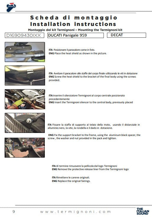 Termignoni tubo de substituição de catalisador para Ducati Panigale 959 (16-19) D16909430IXX 