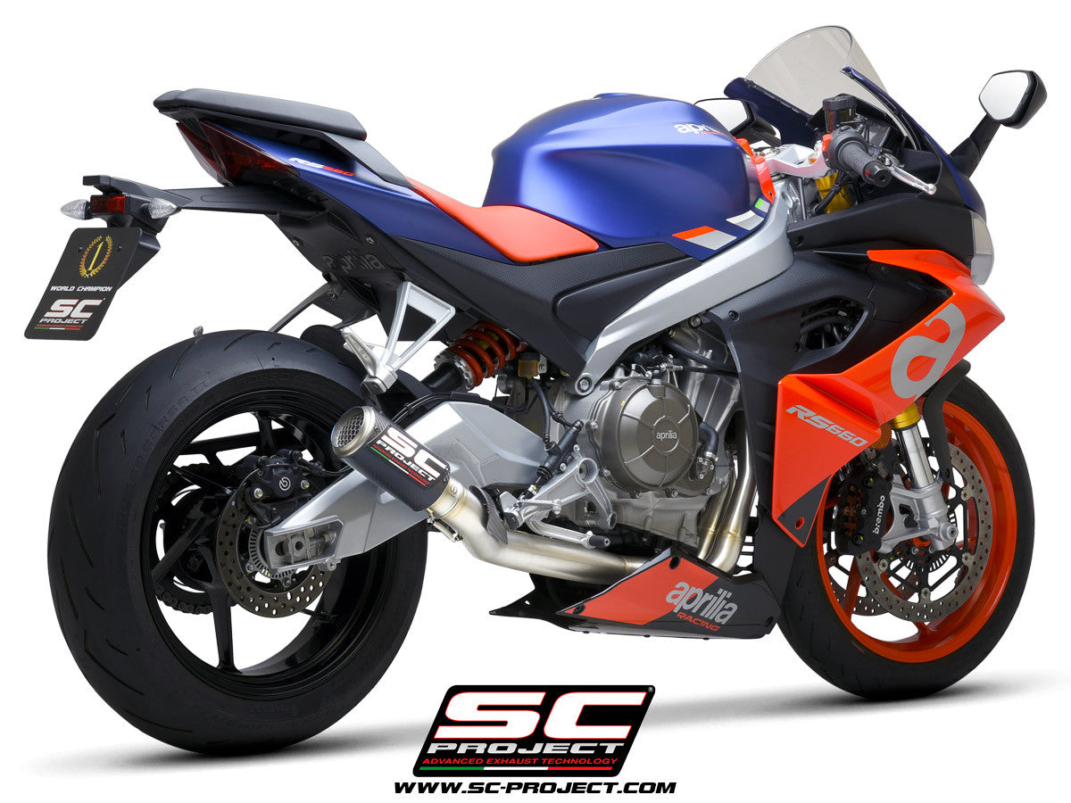 Sistema de escape completo em aço inoxidável SC-Project 2-1 CR-T para Aprilia RS 660 (20-24) 