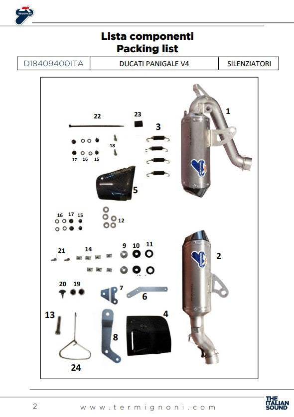 Kit Slip-On Termignoni Edição Preta Ducati Panigale V4/S/R (18-24) D18409400INA 