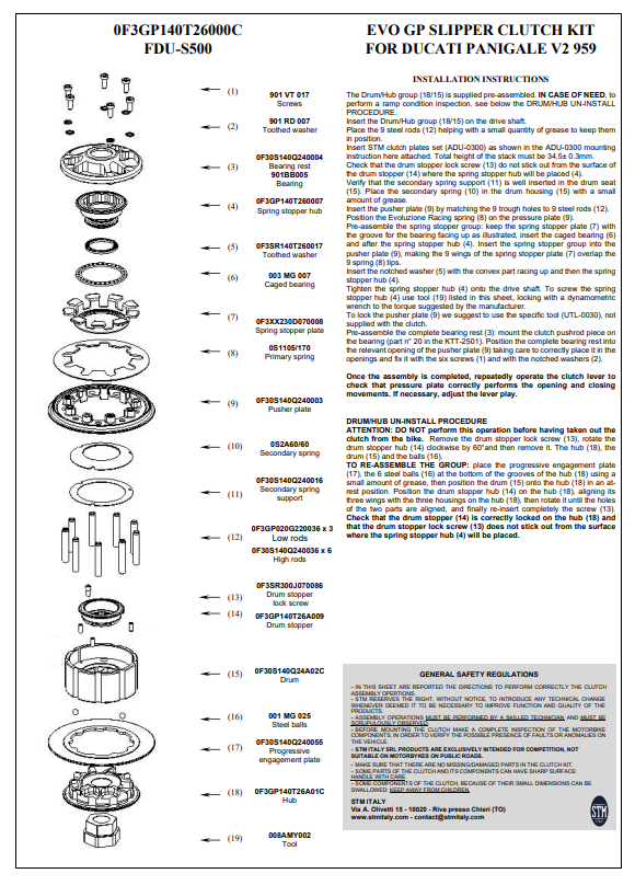 STM EVO GP Embreagem Seco Ducati Panigale V2 955 (20-24) KTT-2600 
