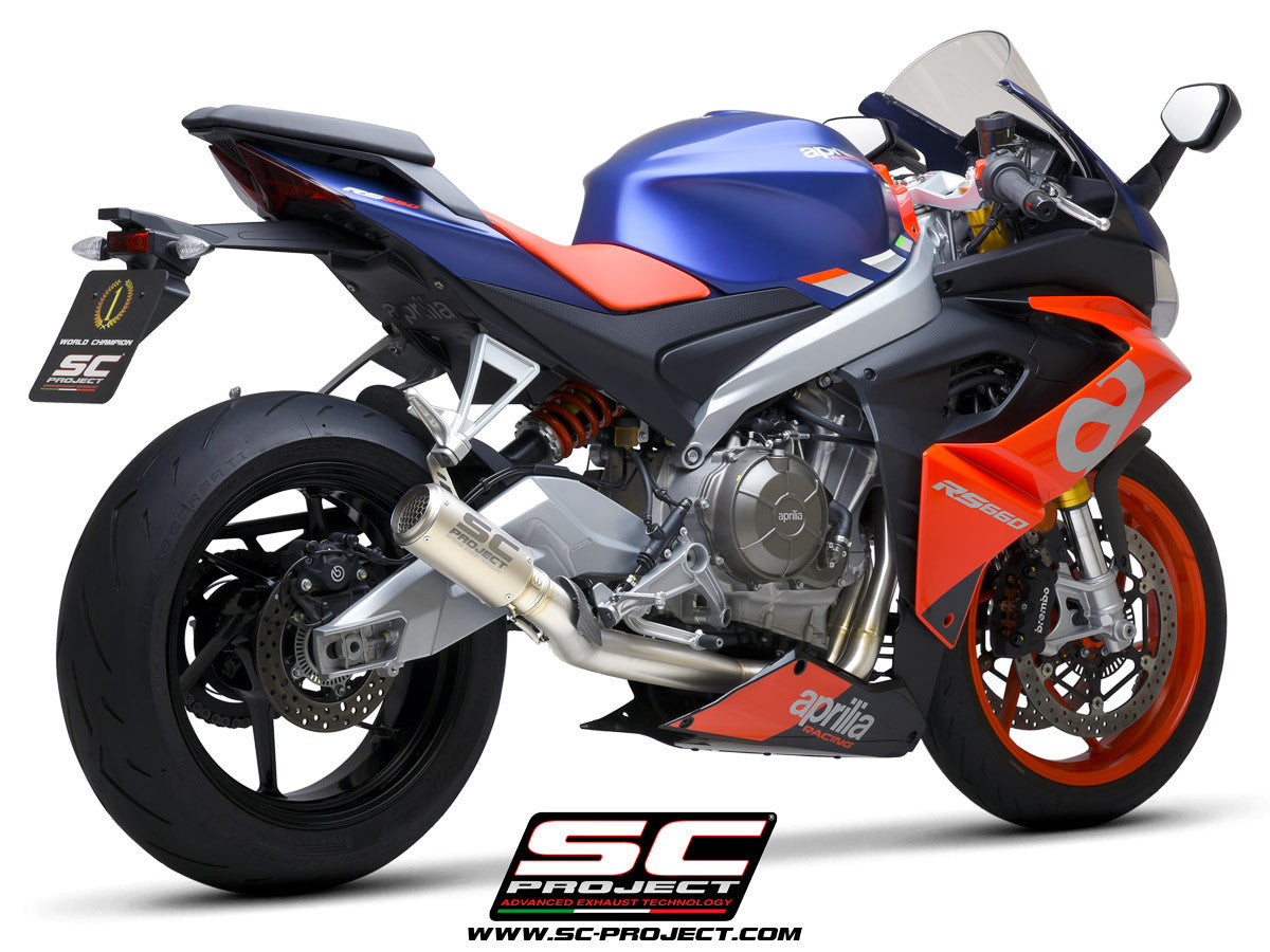 Sistema de escape completo em aço inoxidável SC-Project 2-1 CR-T para Aprilia RS 660 (20-24) 