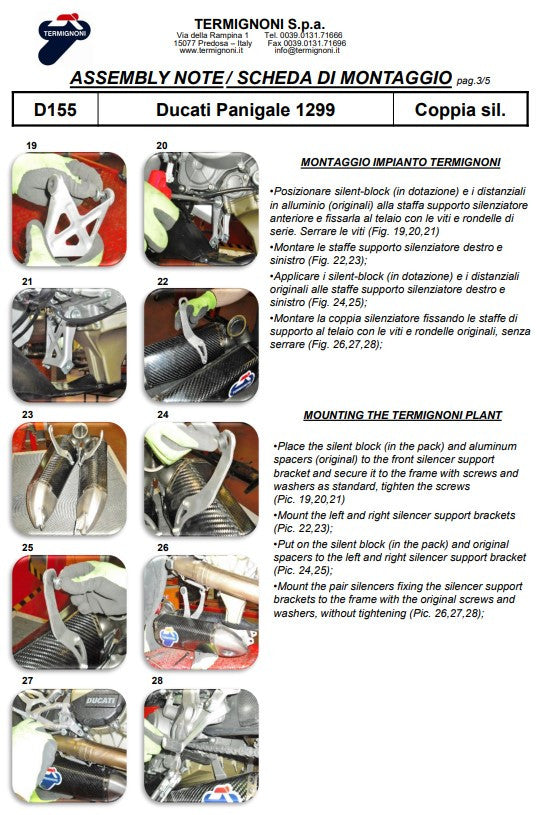 Kit Slip-On Termignoni em Carbono para Ducati Panigale 959 (16-19) D155102CPT+D155Y2 