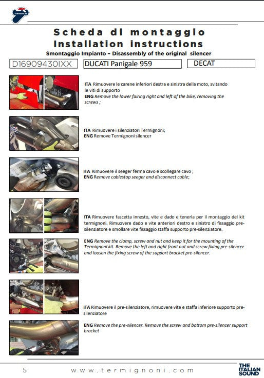 Termignoni tubo de substituição de catalisador para Ducati Panigale 959 (16-19) D16909430IXX 