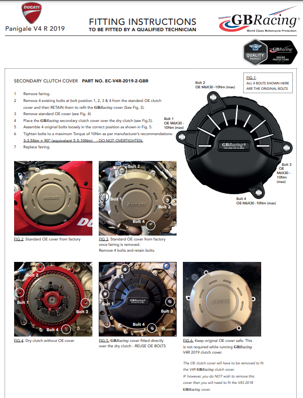 Protetor de embreagem capa de proteção GBRacing Ducati Panigale V4 R (19-21) 