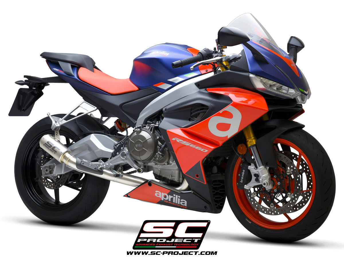 Sistema de escape completo em aço inoxidável SC-Project 2-1 CR-T para Aprilia RS 660 (20-24) 