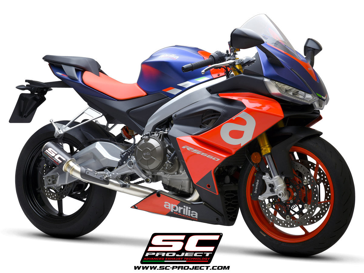 Sistema de escape completo em aço inoxidável SC-Project 2-1 CR-T para Aprilia RS 660 (20-24) 