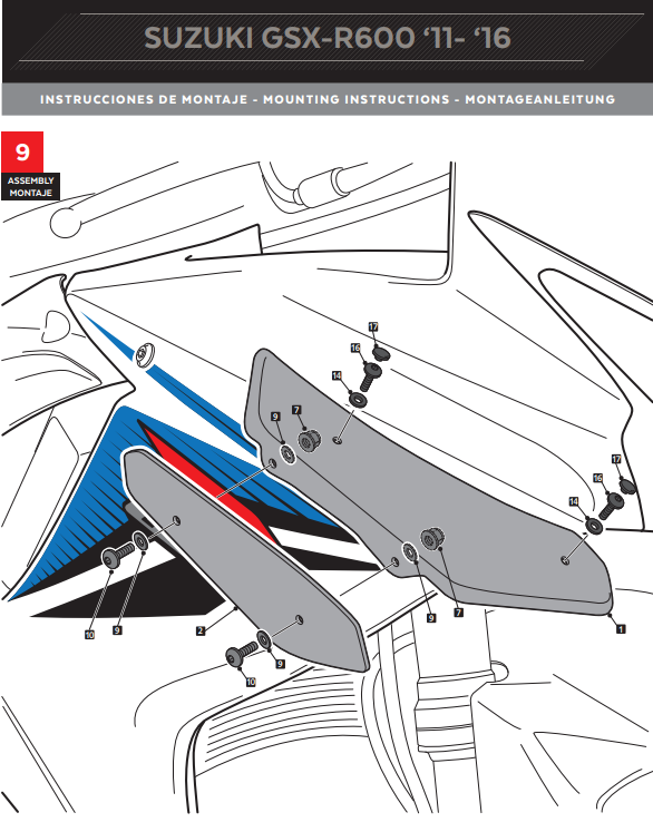 Spoilers de Asa Puig para Aumento de Downforce Suzuki GSX-R 600/750 (11-16) 3163 
