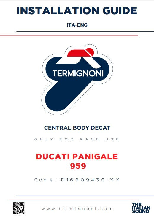 Termignoni tubo de substituição de catalisador para Ducati Panigale 959 (16-19) D16909430IXX 