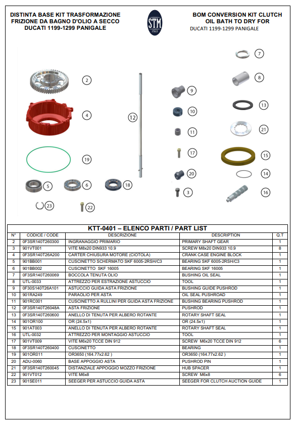 STM EVO SBK Embreagem a Seco Ducati Panigale 1199/1299 KTT-0400 