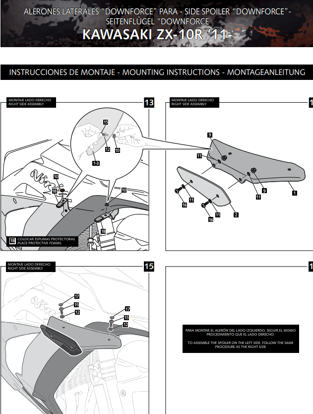 Spoilers Puig Winglets Downforce Kawasaki ZX-10 R/RR (11-20) 9882 
