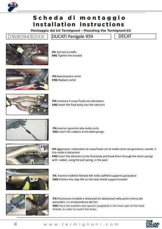 Termignoni tubo de substituição de catalisador para Ducati Panigale 959 (16-19) D16909430IXX 