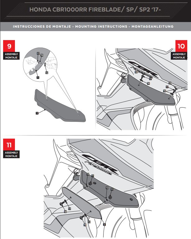 Spoilers de Asa Puig Downforce Honda CBR 1000 RR SC77 (17-19) 9729 