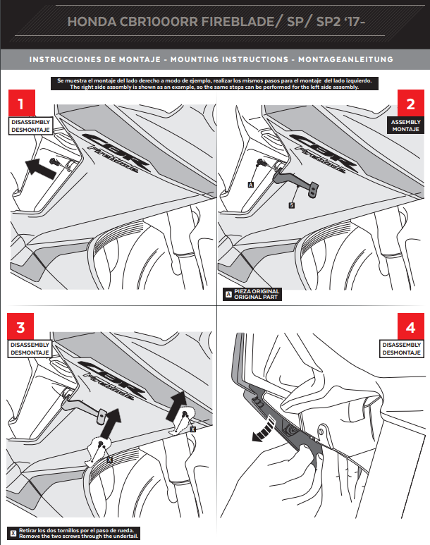Spoilers de Asa Puig Downforce Honda CBR 1000 RR SC77 (17-19) 9729 