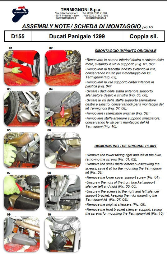 Kit Slip-On Termignoni em Carbono para Ducati Panigale 899 (13-16) D155102CPT+D155Y 