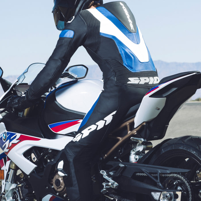 Spidi Laser Pro Fato integral Macacão de couro – Fato de corrida perfurado | Homem | Preto/Azul | Y154022 