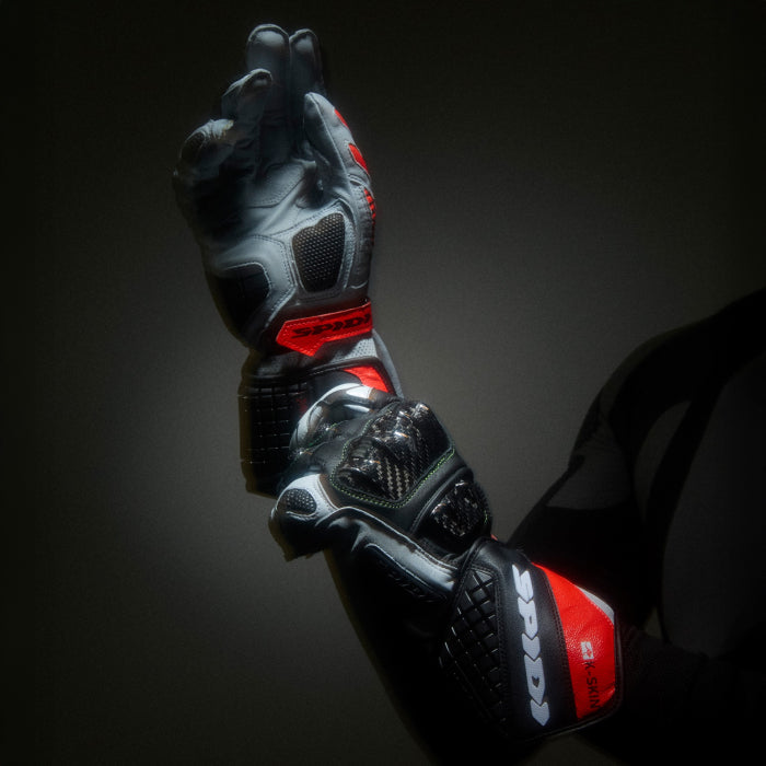 Luvas de couro para motociclismo Spidi Carbo Kangaroo Racing | Homem | Preto-Vermelho | A216021 