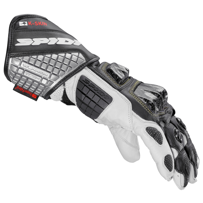 Luvas de couro de corrida Spidi Carbo Kangaroo para motocicleta | Masculino | Preto-Branco | A216011 