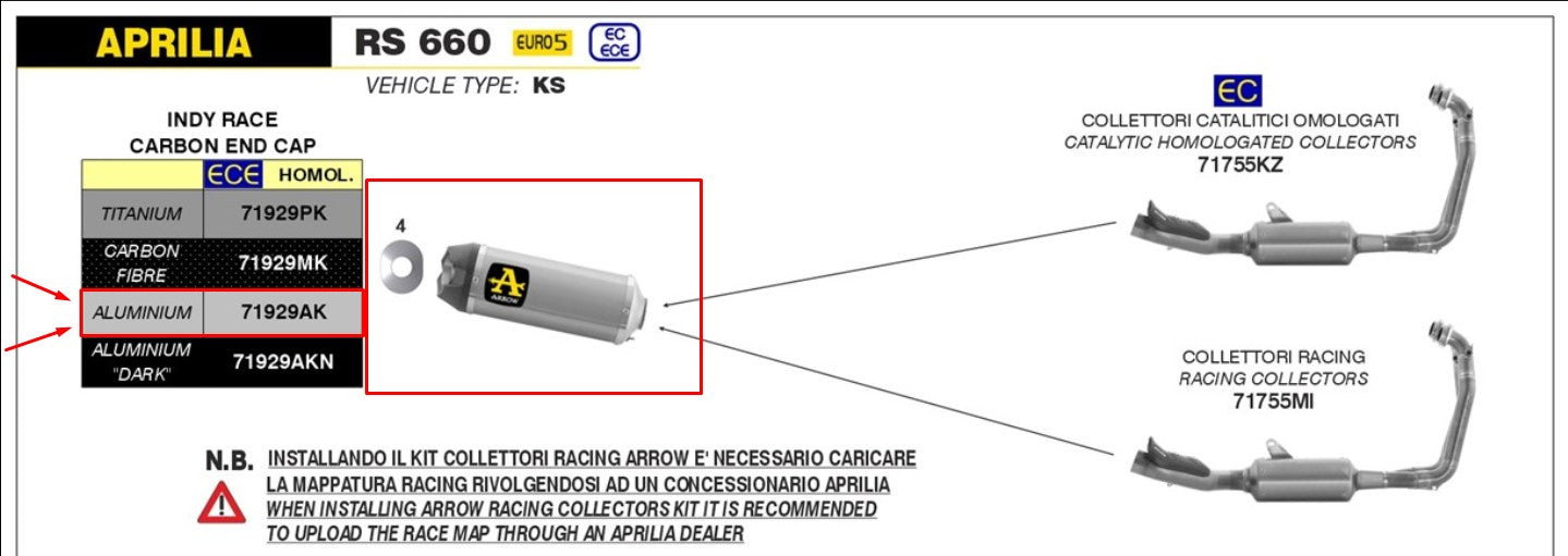 Escape Arrow Slip-On Indy Race Alumínio Aprilia RS 660 (20-24) 71929AK 