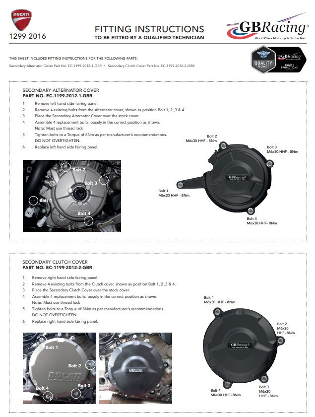 Protetor de embreagem capa de proteção GBRacing Ducati Panigale 1299/S (15-18) 