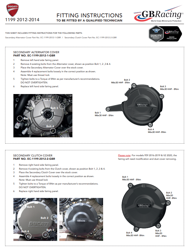 Proteção da luz do motor GBRacing para Ducati Panigale 1199/S/R (12-17) 