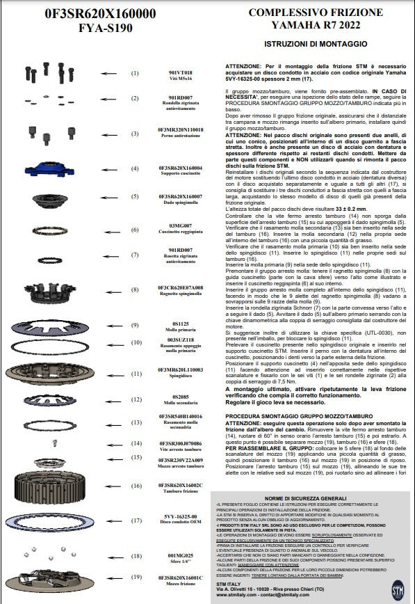 STM Embreagem Anti-Hopping Yamaha YZF-R7 (22-25) FYA-S190 