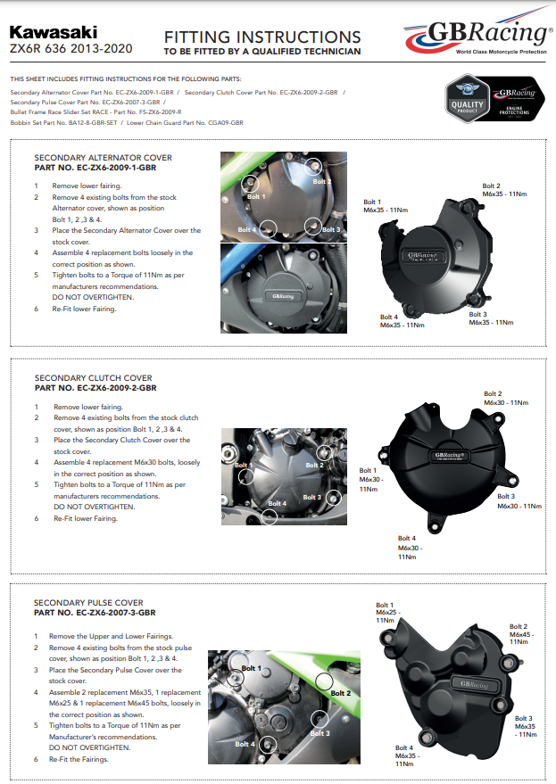 Protetor de embreagem capa de proteção GBRacing Kawasaki ZX-6R/636/RR (09-25) 