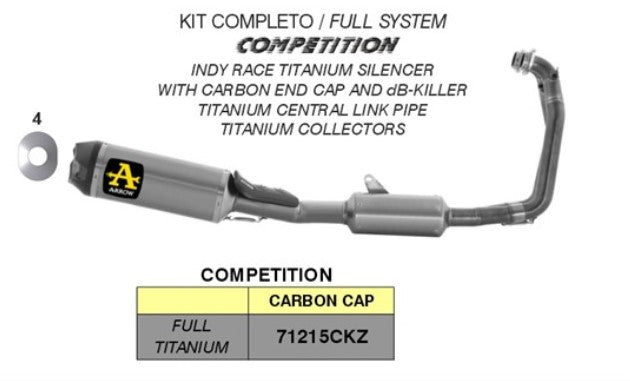 Sistema de escape completo Arrow Competition Titanium Aprilia RS 660 (20-24) 71215CKZ 