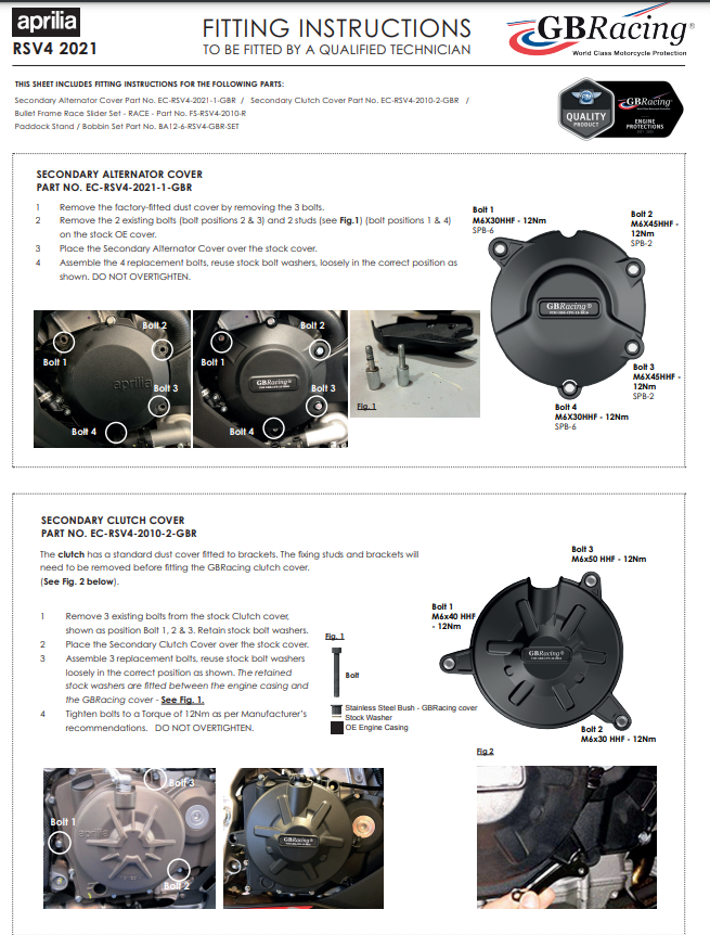 Protetor de embreagem capa de proteção GBRacing Aprilia RSV4/RR/1100 Factory (21-26) 